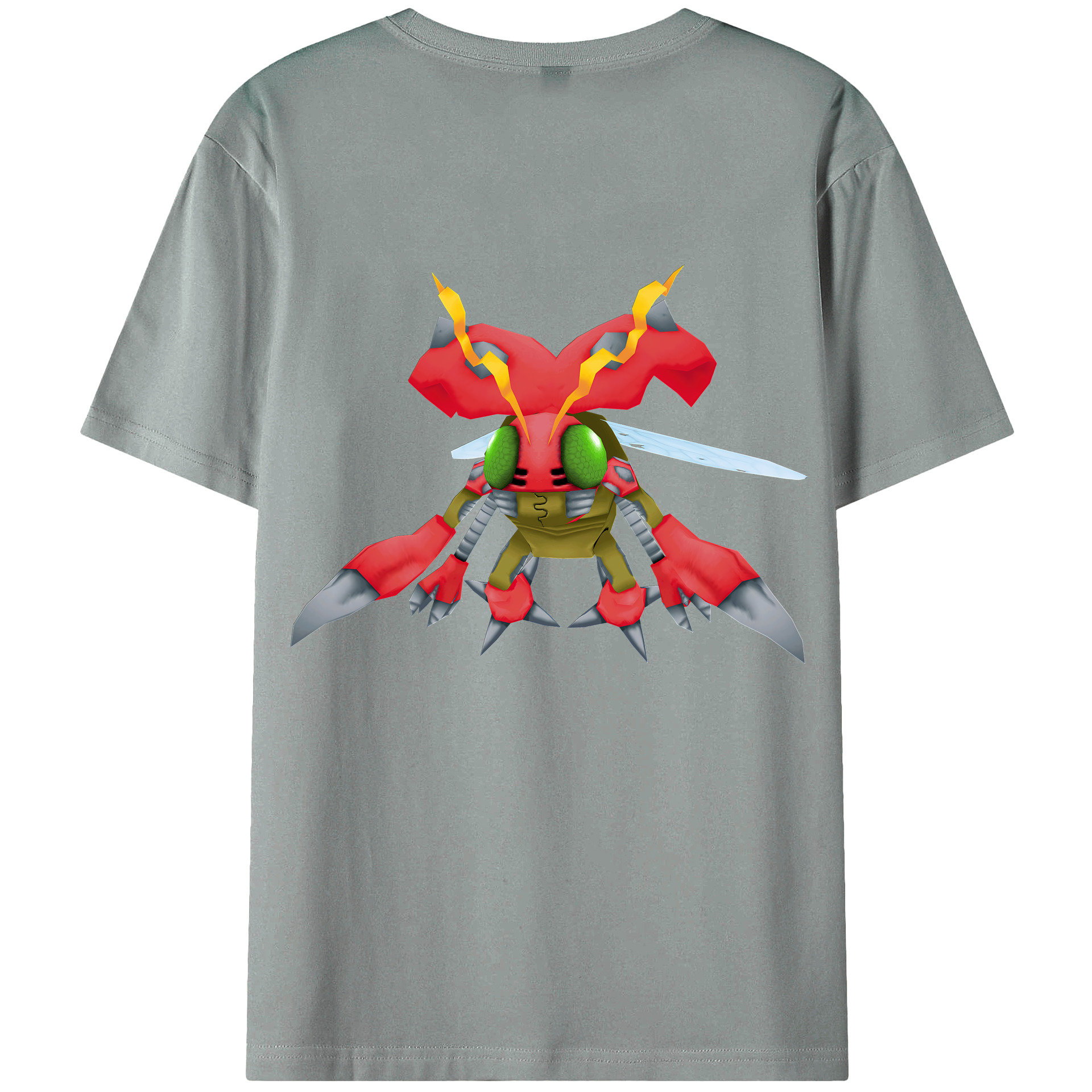 （画像用） Digimon デジタルモンスター/デジモン 綿100％ メンズ半袖Tシャツ（バックプリント） 通気性